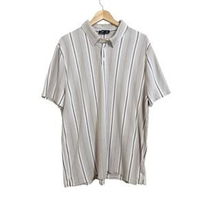 Express Men's Beige Neutral Stripe 90s Preppy Casual Polo Shirt Size XXL